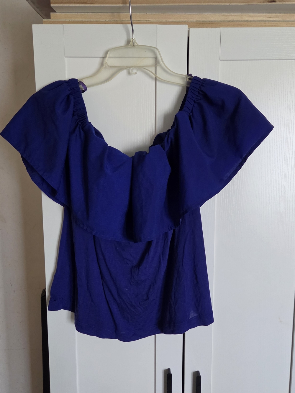 French Connection Off-Shoulder Ruffle Tunic in Royal Blue